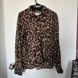 Women's Leopard Print Button Down Shirt